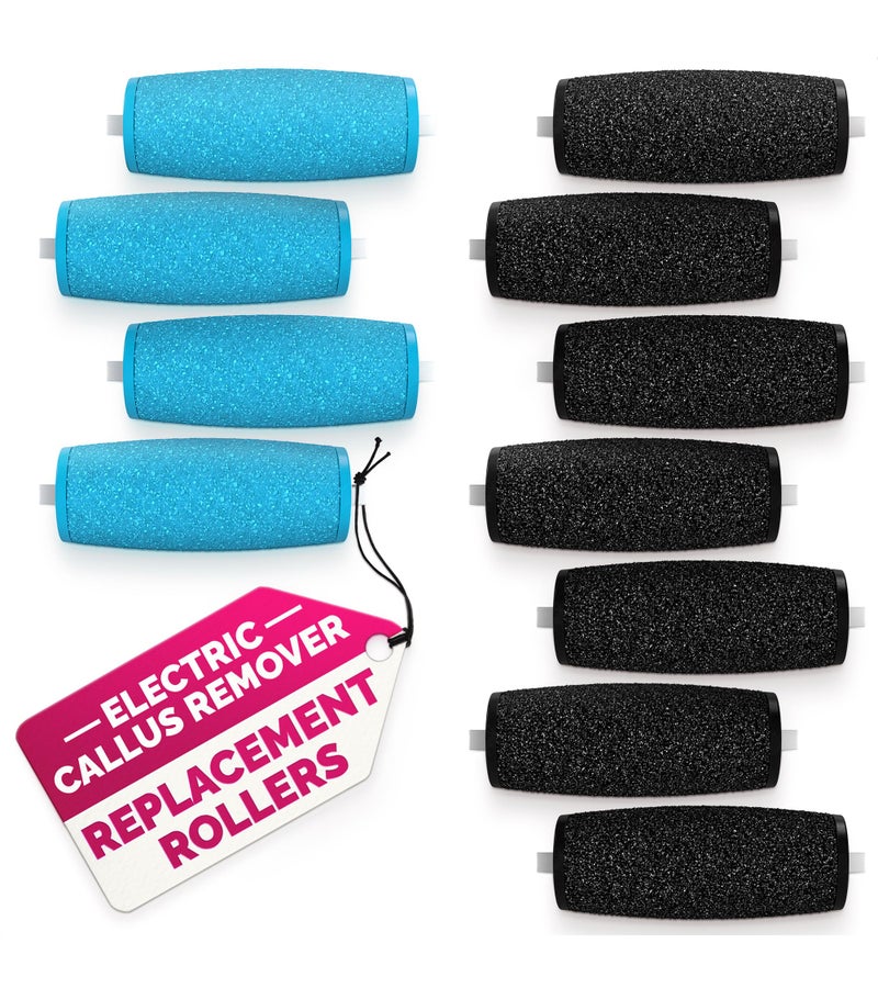 AZZORI 11 Pcs Replacement Rollers for Electric Foot Callus Remover Tool - 7 Extra Coarse & 4 Regular Coarse Refill Heads (1.92 x 0.65 Inches), Micro-Diamond Crystals - Compatible with Amope Pedi Perfect Pro - Image 1